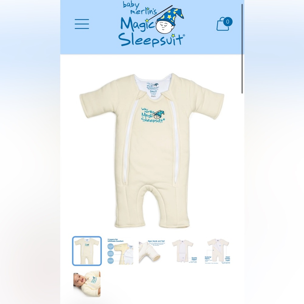 Baby Merlin’s Magic Sleepsuit in Cream, size Large (6-9months, 18-21lbs)